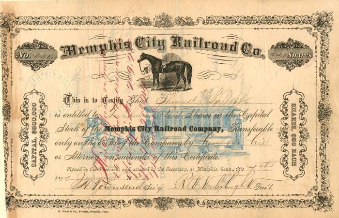 Memphis City Railroad Co. - Stock Certificate
